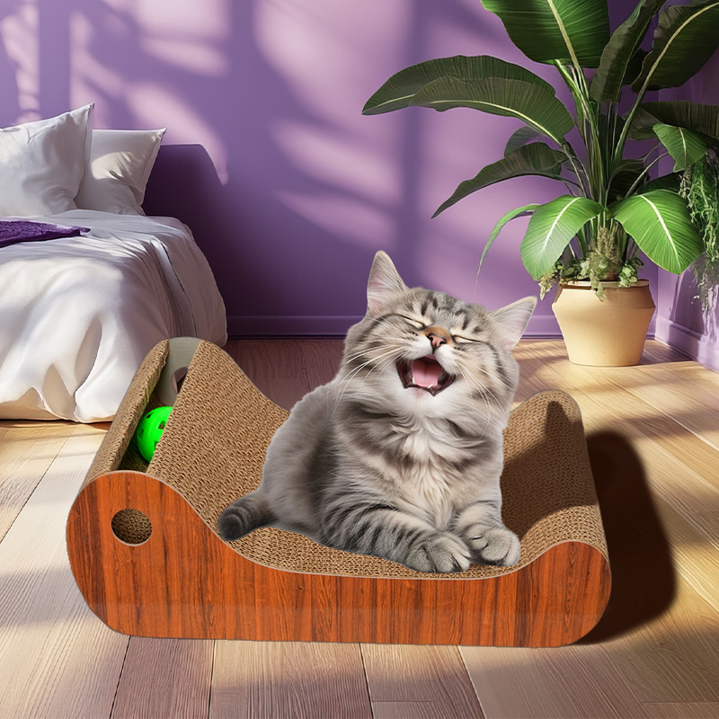 猫抓板带猫薄荷,可拆卸猫抓板带球,2 合 1 瓦楞猫抓板躺椅沙发替换装