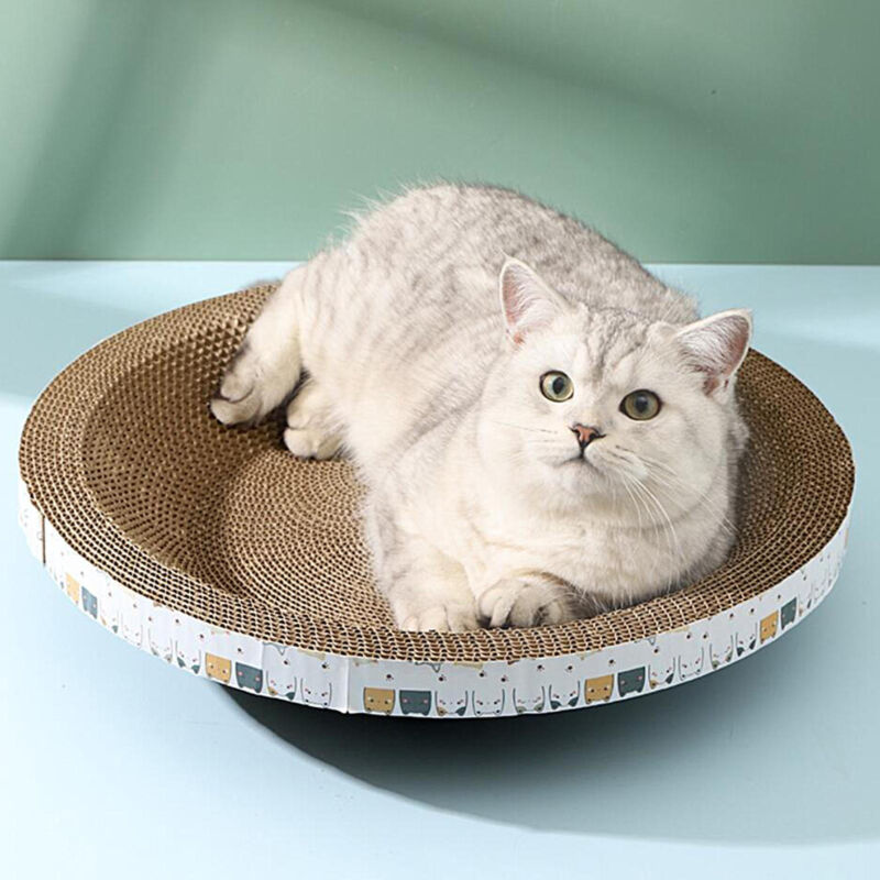 猫抓板纸板,碗形猫抓板,适用于室内猫,圆形猫抓板瓦楞休息室猫床（带猫薄荷）