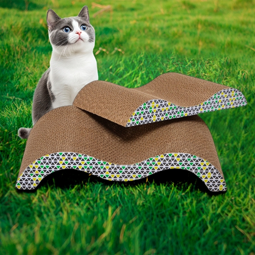 (2 pcs) Cardboard Cat Scratcher Box Corrugated Paper Suitable for Indoor Cats, Double-sided Durable Scratching Bed with Catnip