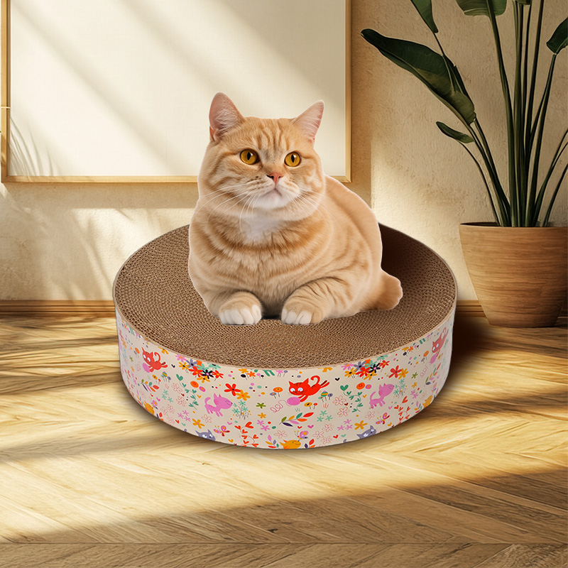 Pannello graffiatoio per gatti in cartone ondulato, Tappetino rotondo per il sonno del gatto, Adatto per gatti d'interno, Letto rotondo per gatto, copertura per mobili del divano