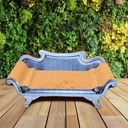 Divano per gatti blu con schienale, tiragraffi, letto in cartone, letto imperiale in cartone ondulato, tiragraffi sostituibile (divano vintage, con erba gatta in omaggio)